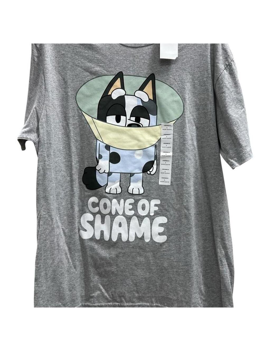 Bluey Men's Grey Tee Muffin Cone of Shame NWT sz L